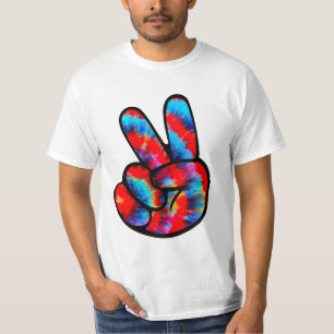 Camiseta Sinal de Paz Vermelho Azul Tie Dye