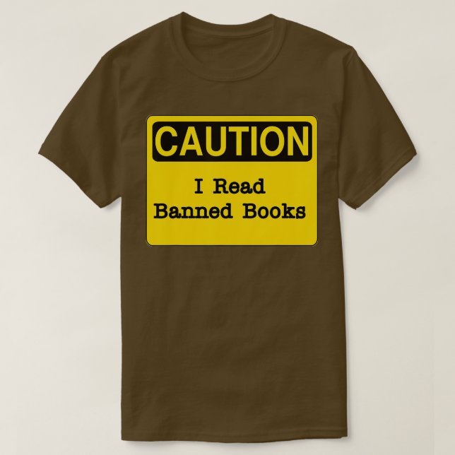 Camiseta Sinal de precaução, eu leio livros proibidos (Frente do Design)