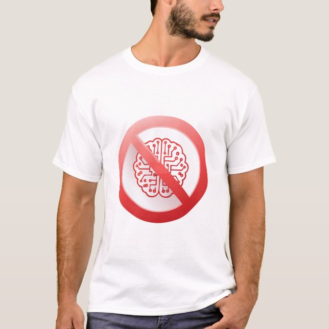 Camiseta Sinal de proibição de usar inteligência artificial (Frente)