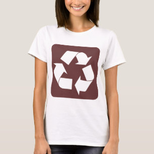 Camiseta Sinal de reciclagem - Castanho Escuro
