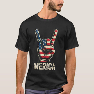 Camiseta Sinal de Rocha da América 4 de Julho Bandeira Amer
