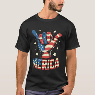 Camiseta Sinal de Rocha da América 4 de Julho Bandeira Amer