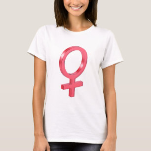 Camiseta Sinal de sexo feminino de vidro vermelho