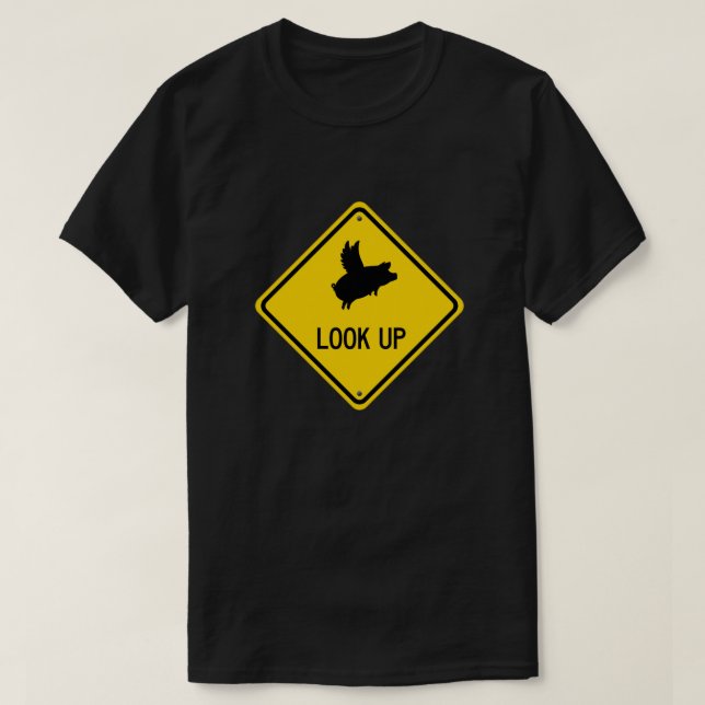 Camiseta Sinal de Suíno Voador Procurar (Frente do Design)