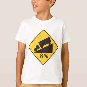 Camiseta Sinal de Tráfego de Declive Íngreme Caminhões Tran