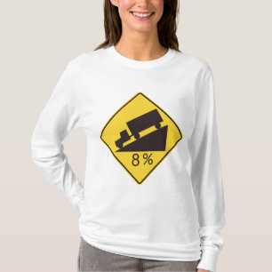 Camiseta Sinal de Tráfego de Inclinação Íngreme Caminhões T