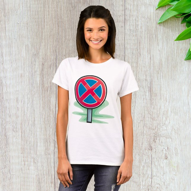 Camiseta Sinal de Trânsito Vermelho Azul Símbolo de Tráfego (Criador carregado)