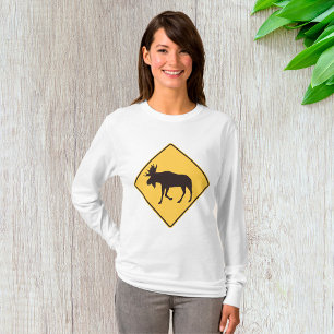 Camiseta Sinal de Travessia de Alce Segurança da Vida Selva