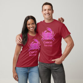 Camiseta Sinal de Zodiac para Cancer em Maroon e Roxo