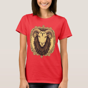 Camiseta Sinal de Zodíaco Aria design clássico de cor verme