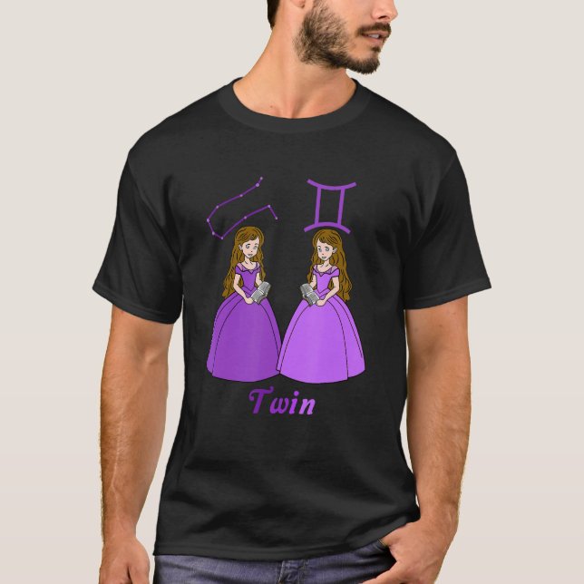 Camiseta Sinal de Zodíaco Gemini, Constelação Gemini, Princ (Frente)