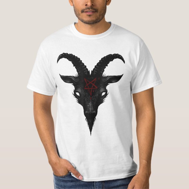 Camiseta Sinal do Baphomet Goat de Mendes Satã Dark Gótico  (Frente)