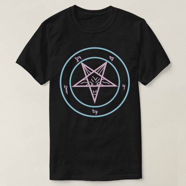 Camiseta Sinal do Gótico do Baphomet Pastel Occult Harajuku (Frente do Design)