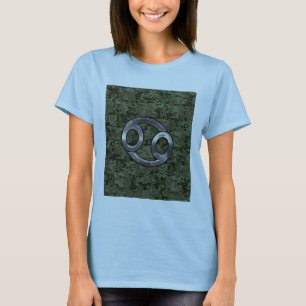 Camiseta Sinal do zodíaco do cancer na camuflagem verde de