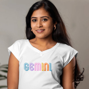 Camiseta Sinal do zodíaco gêmeos moderno simples branco de 