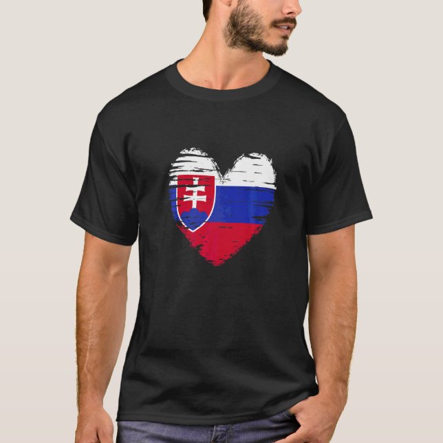 Camiseta Sinal eslovaco Coração Orgulho Eslovaco (Frente)
