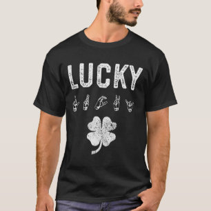 Camiseta Sinal LUCKY Linguagem Deficiente Dia de São Patríc