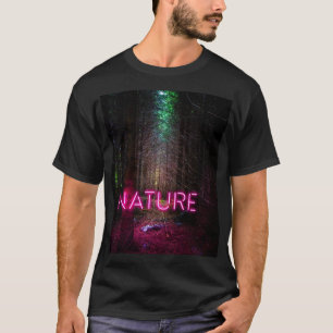 Camiseta Sinal magenta da natureza neon-magenta da floresta