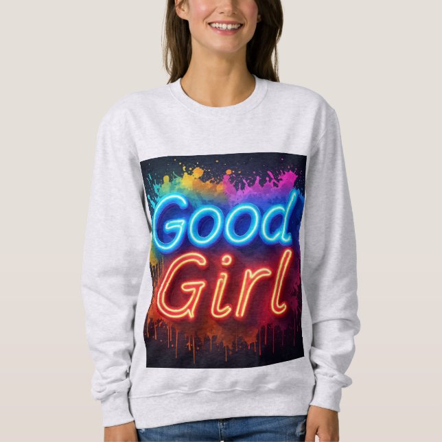 Camiseta Sinal Neon de Good Girl Com Salpicos de Tinta Ping (Frente)