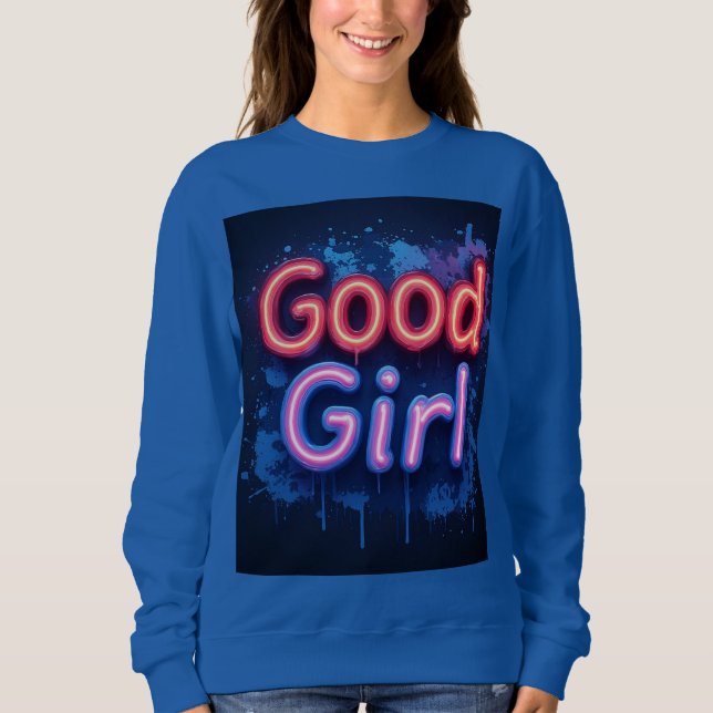 Camiseta Sinal Neon de Good Girl Com Salpicos de Tinta Ping (Frente)