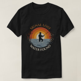 Camiseta Sinal Perdido Água Encontrada Piada de Pesca
