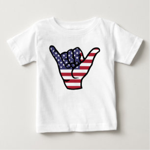 Camiseta Sinal Shaka com bandeira dos EUA