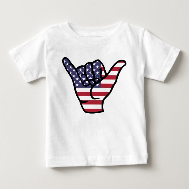 Camiseta Sinal Shaka com bandeira dos EUA (Frente)