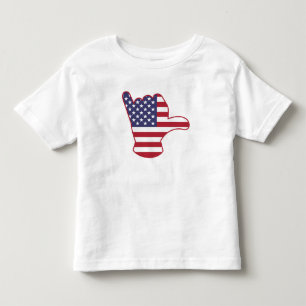 Camiseta Sinal Shaka com bandeira dos EUA