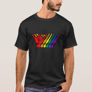 Camiseta Sinal Shaka Lgbt Orgulho Bissexual Mês Sinalizador