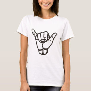 Camiseta Sinal Shaka Pendurar Boas Vibrações Retro Solto Ha