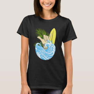Camiseta Sinal Shaka Vintage Hang Loose Hawaii Surfing