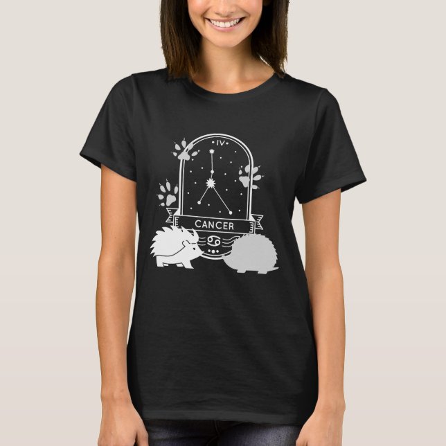 Camiseta Sinal Zodíaco e Pets Correspondentes. Cancer - Hed (Frente)