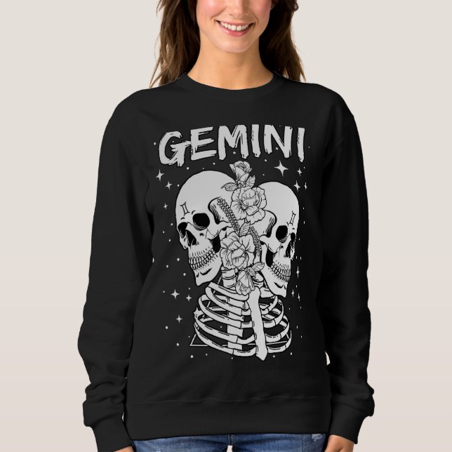 Camiseta Sinal Zodíaco Gemini Twin Skeleton (Frente)