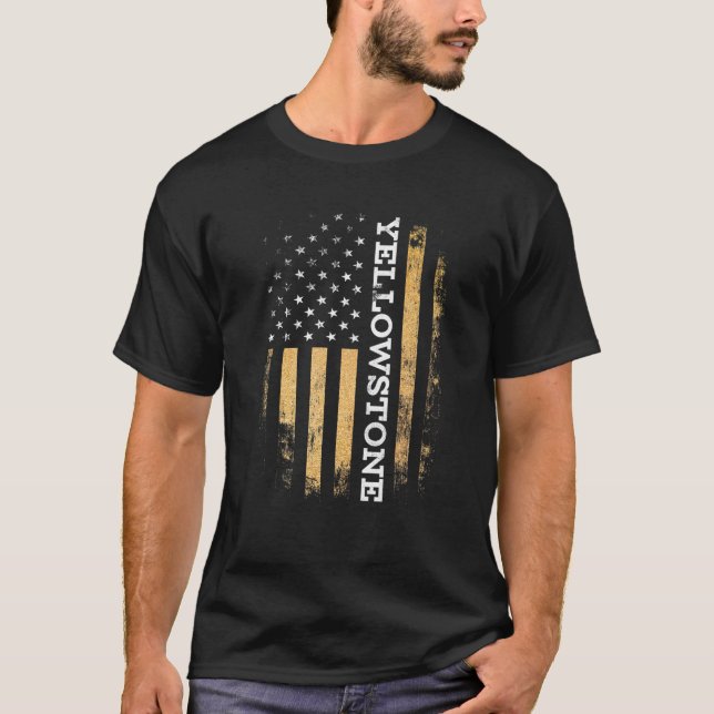 Camiseta Sinalizador Amarelo Funny Flag Yellowstone America (Frente)