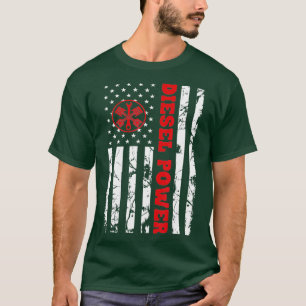 Camiseta Sinalizador americano de potência diesel Tons verm