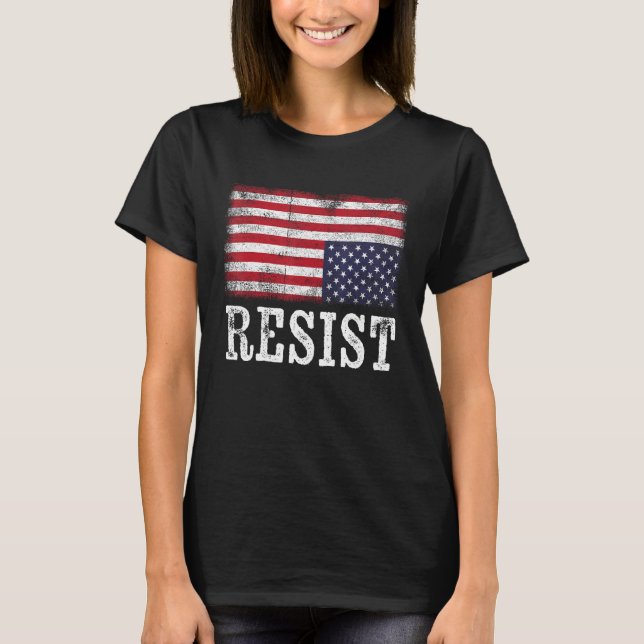 Camiseta Sinalizador Americano de Volta para Baixo Resiste  (Frente)