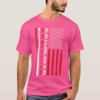 Camiseta Sinalizador Americano Drummer Drummer Gift Drums