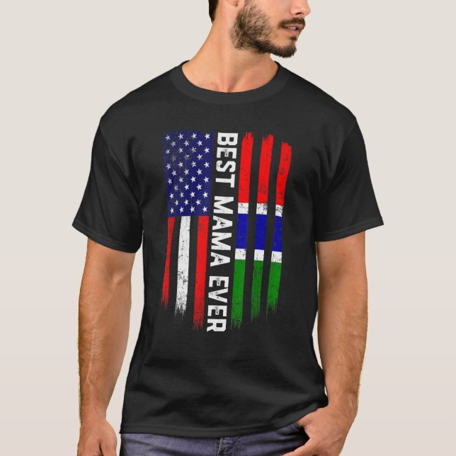 Camiseta Sinalizador Americano e Gâmbia Melhor Família de M (Frente)