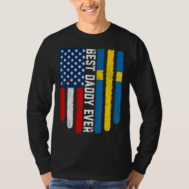 Camiseta Sinalizador Americano e Suecia Melhor Pai De Todos (Frente)
