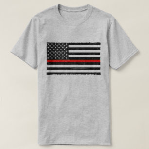 Camiseta Sinalizador Americano Grungente da Linha Vermelha