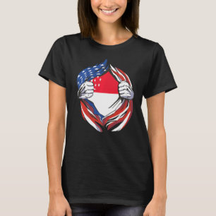Camiseta Sinalizador Americano Orgulhoso de Meu Cingapura E