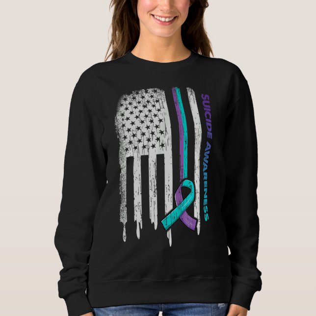 Camiseta Sinalizador Americano Roxo e Teal Ribbon Sensibili (Frente)