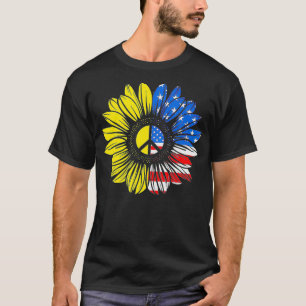 Camiseta Sinalizador Americano Sunflower Peace Sinal 4 de j