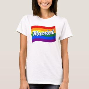 Camiseta Sinalizador arco-íris Casado casamento gay Orgulho