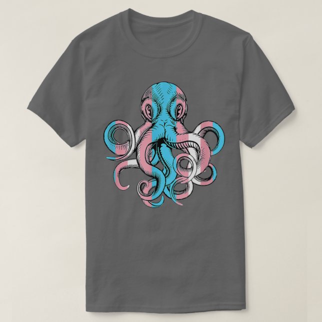 Camiseta Sinalizador Co do Orgulho Trans de Cuta de Octopus (Frente do Design)