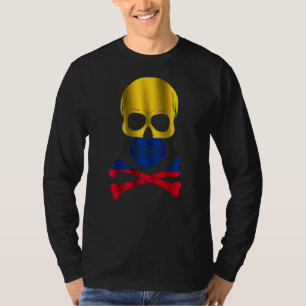 Camiseta Sinalizador Colômbia Design Skull Flag Colômbia