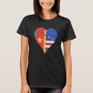 Camiseta Sinalizador Coração Cabo-Verdiano Camarões