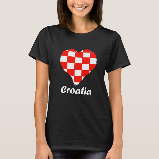 Camiseta Sinalizador croata Coração Raízes croatas Orgulho  (Frente)