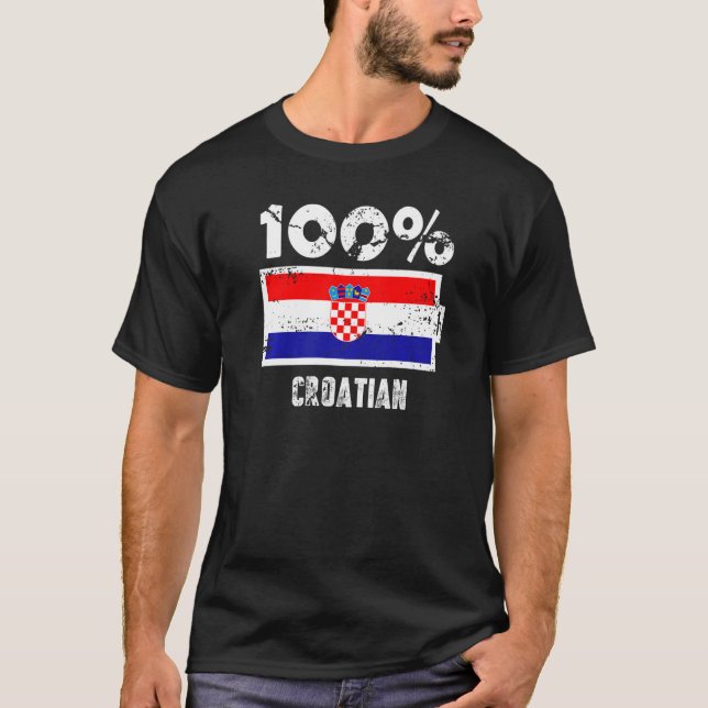 Camiseta Sinalizador da Croácia Suporte 100 Bateria de Ener (Frente)