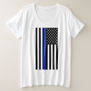Camiseta Sinalizador da Polícia de Linha Azul-Fino